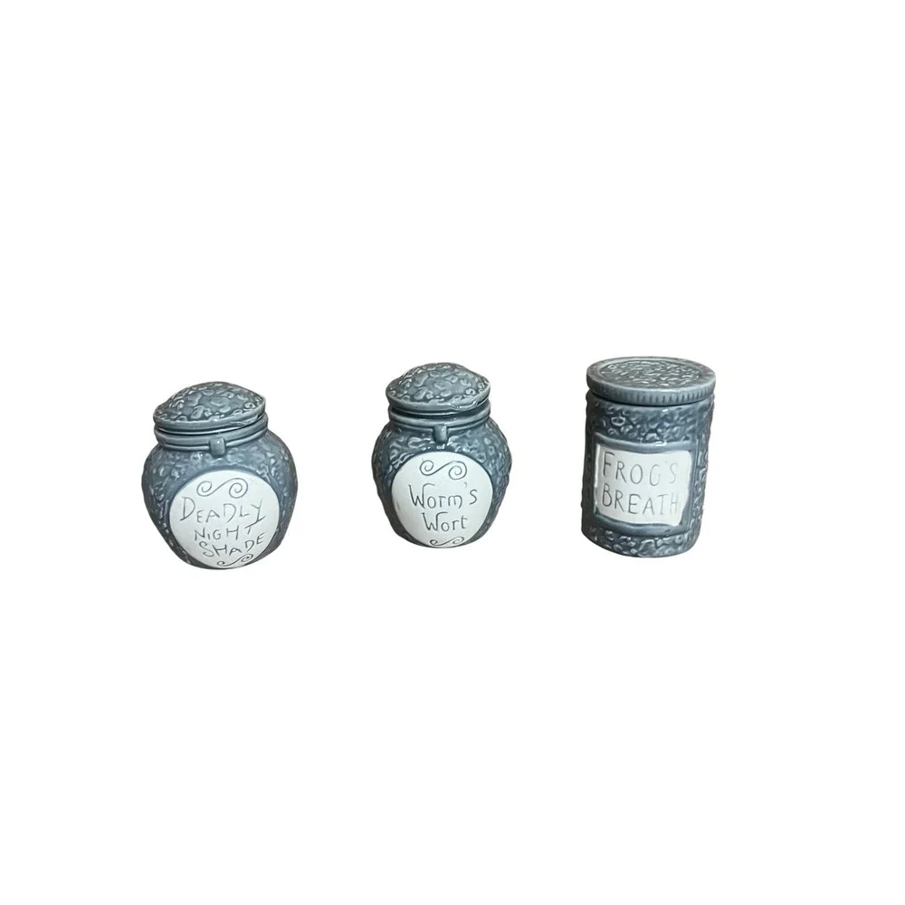 Disney Nightmare Before Christmas Spice Jar Set Deadly Night Shade Worms Wort